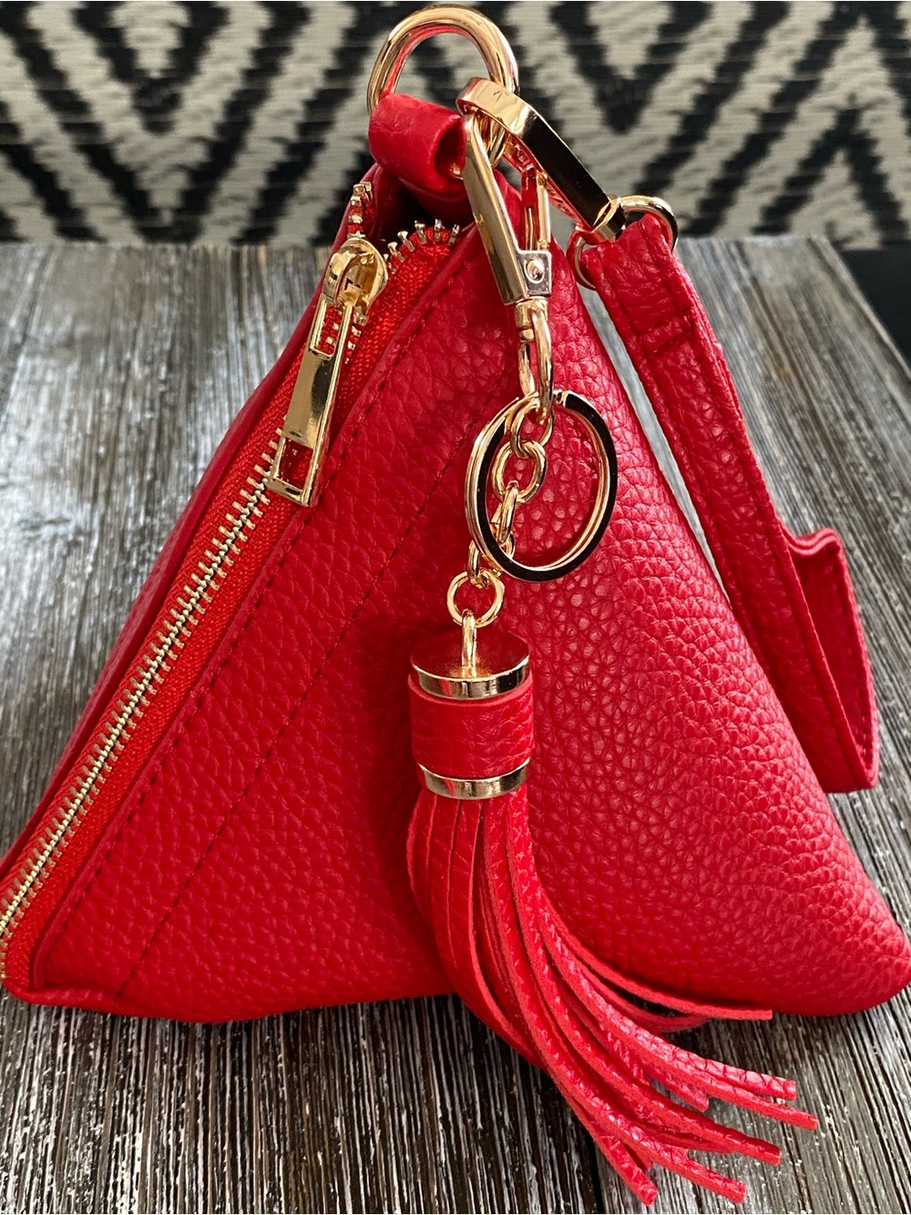 Red Pyramid Tassel Crossbody Bag - Unbranded